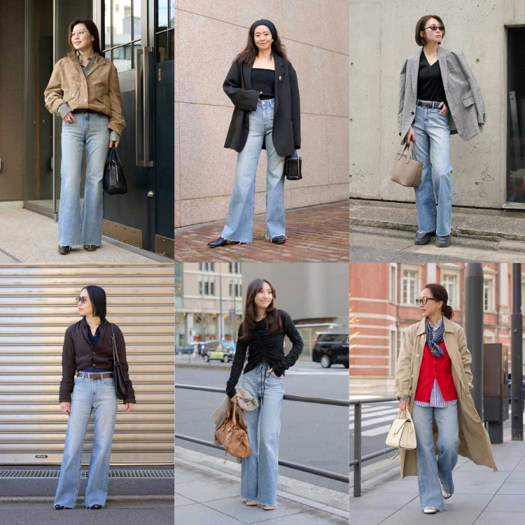 スタイリスト6名が穿きこなす「春のフレアデニムコーデ」