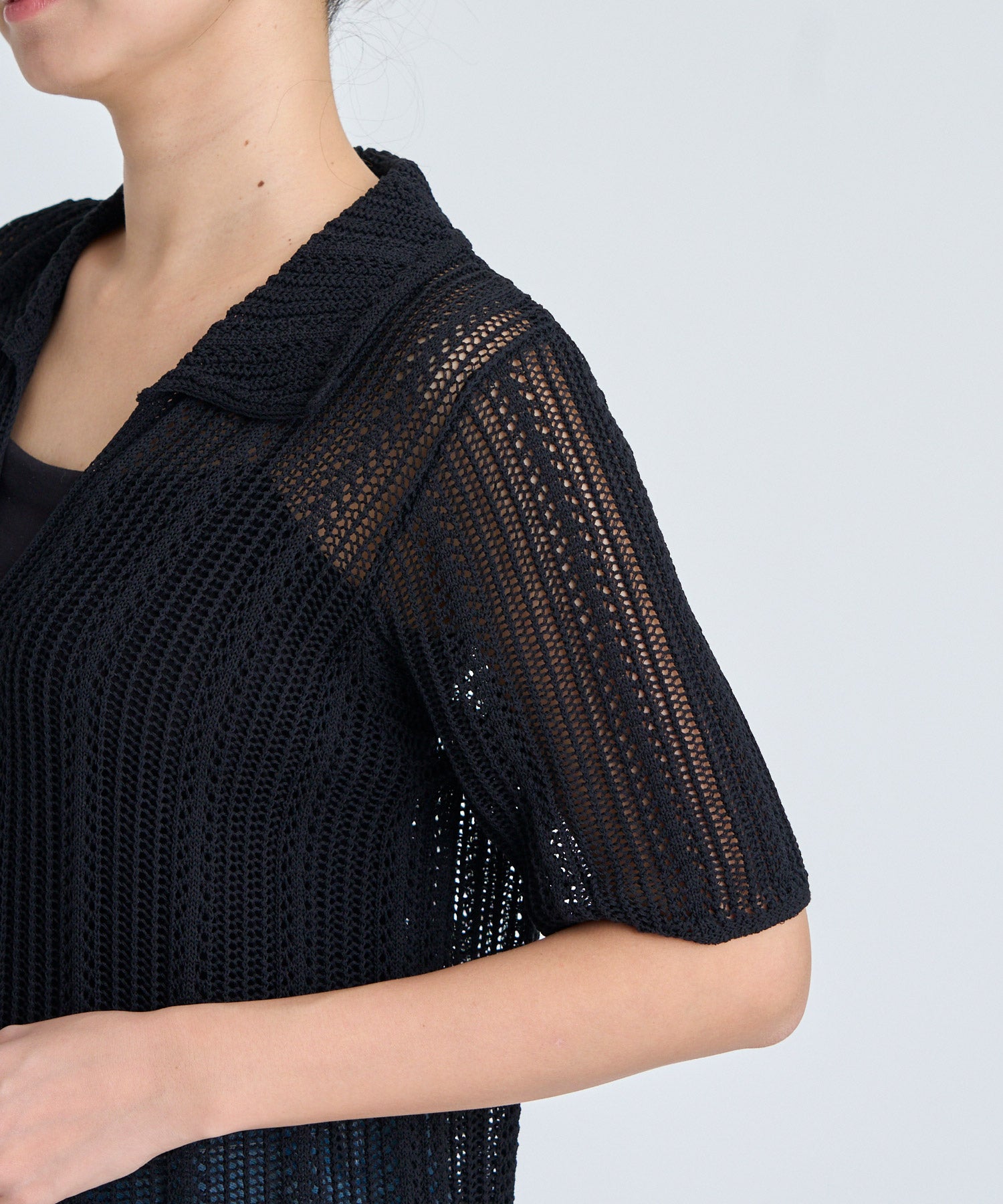 【ブラック】ウーステッド ニット ロングカーディガン ニット カーディガン ロング[品番：HHHW0005139]｜HUG.U（ハグユー