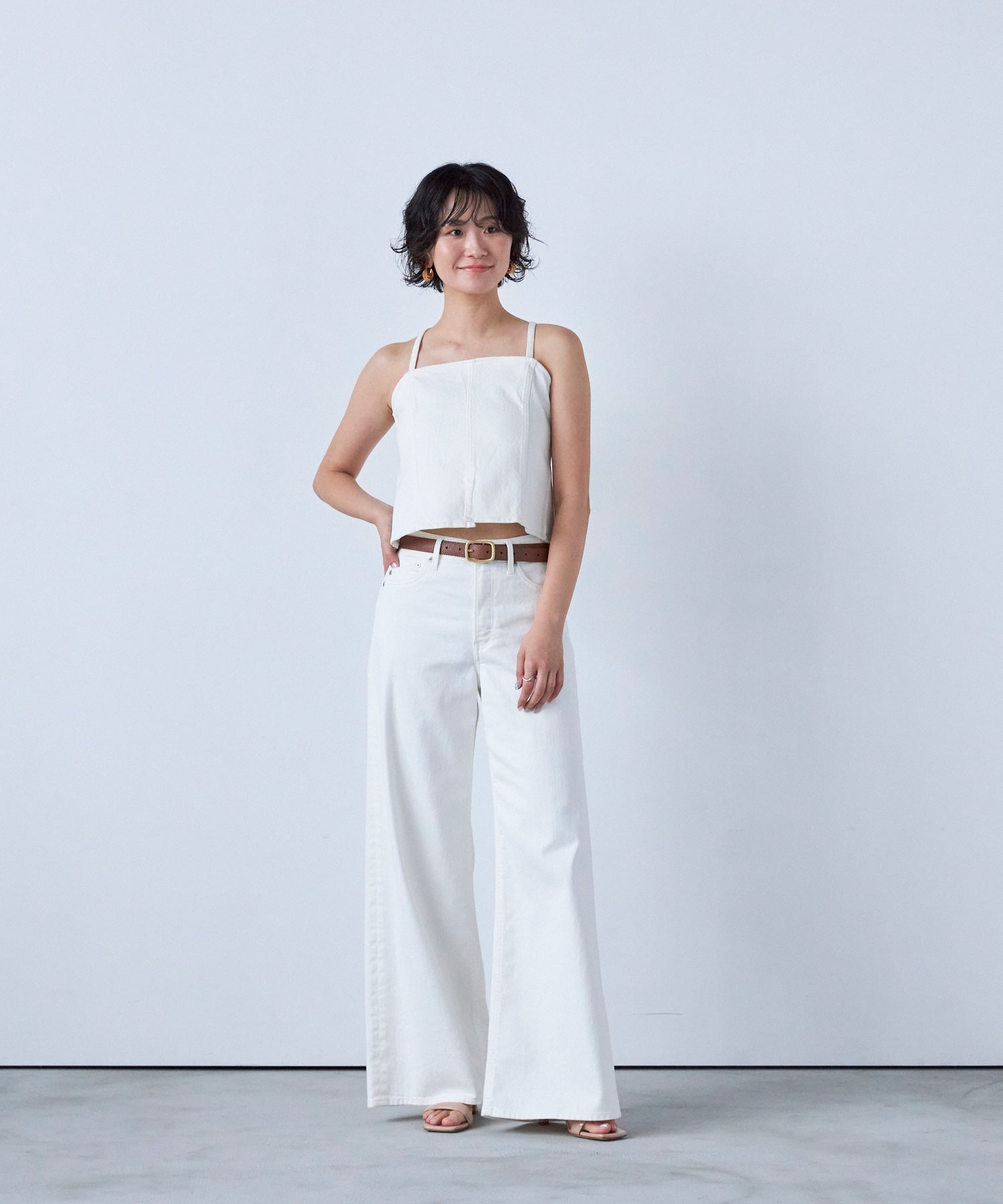 uYu☆ yori  ダブルフレアロンTee 白 ホワイト ダブルクロスTeeブラウス – yori shirocon